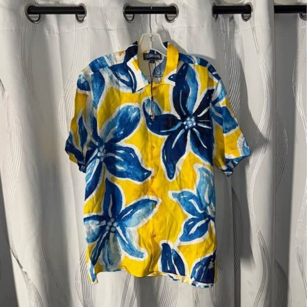Vilebrequin Men's Floral Linen Shirt Size L